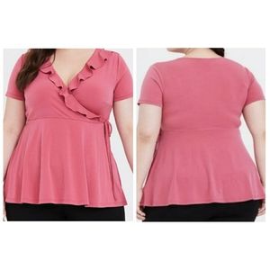Torrid Rose Pink Knit Ruffle Top size 3